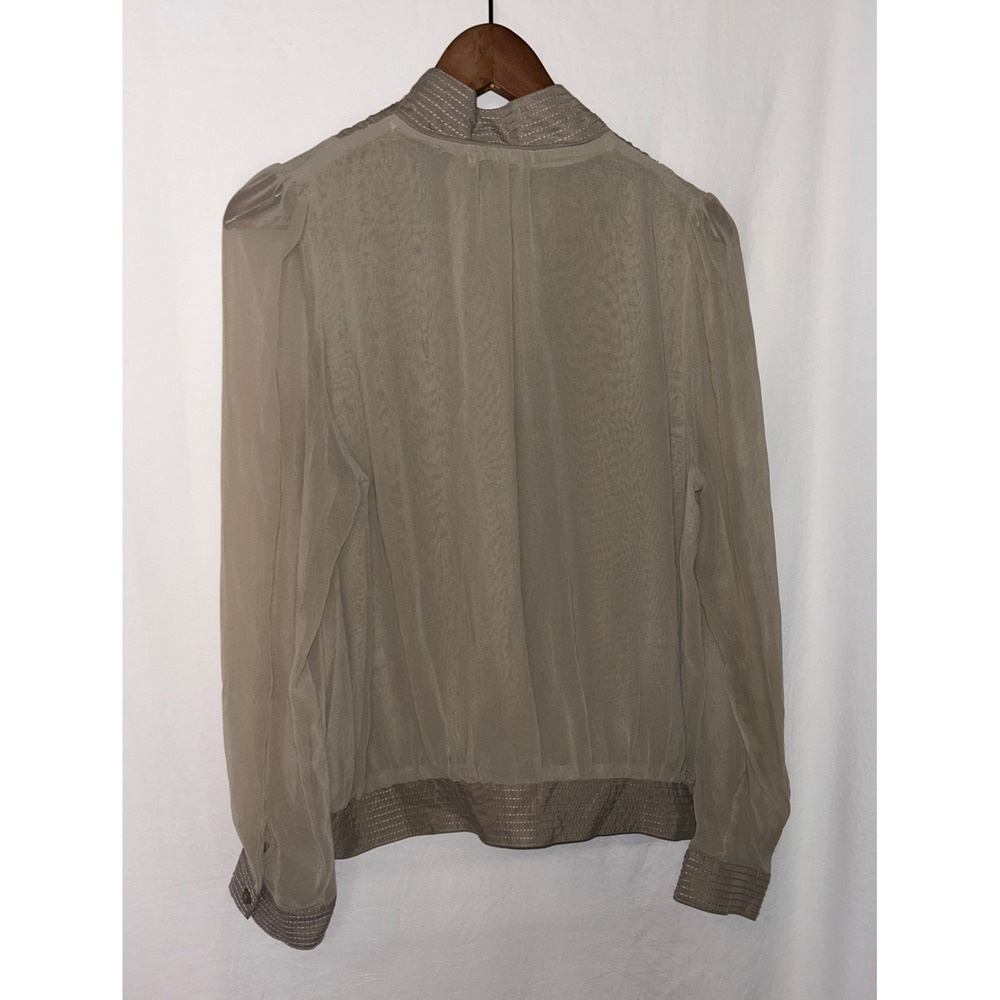 Giannibini Women's Beige Sheer Blouse Long Sleeve Cross Front Tencel Top M - Picture 6 of 10